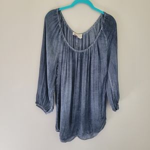 Anthropologie Saturday Sunday Sheer Blue Fara Peasant Top